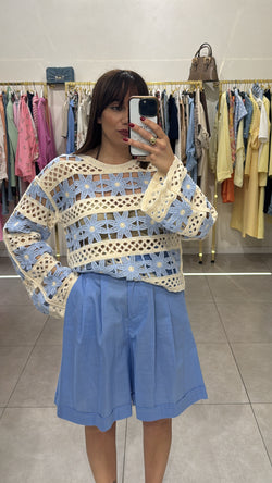 Maglia macrame fiori