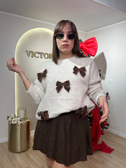 Maglia con fiocchetti in velluto