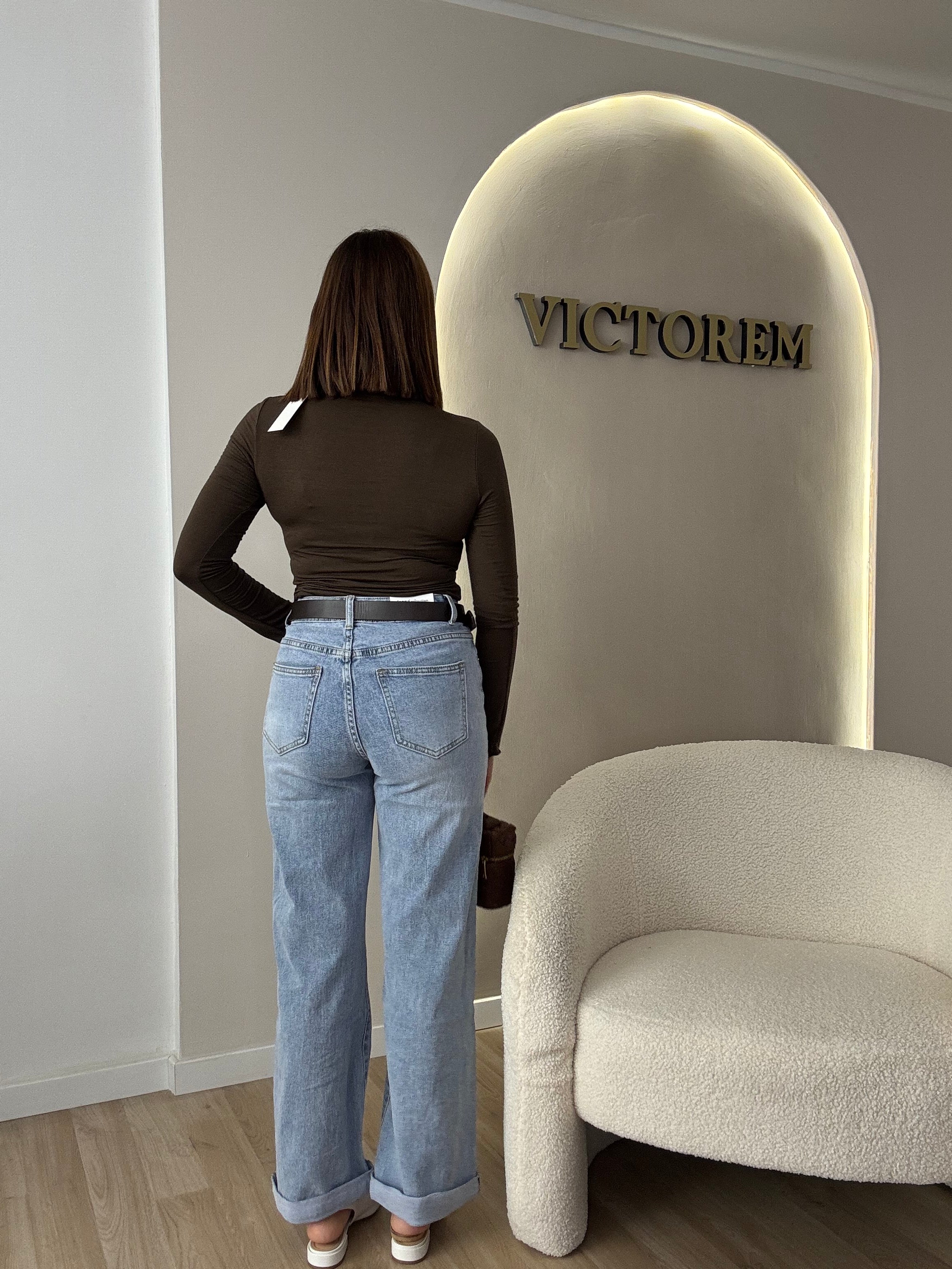 Jeans con finto risvolto