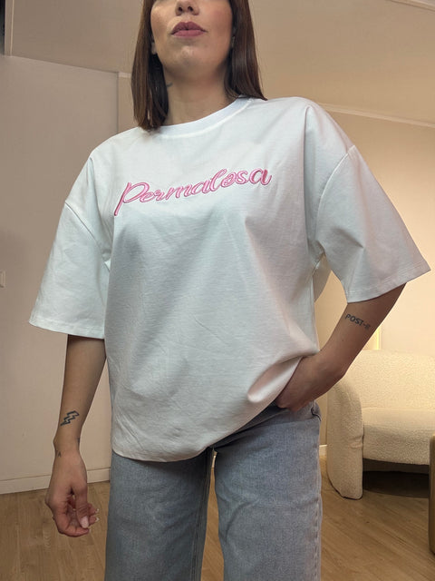 T-shirt LUMINA over con scritta