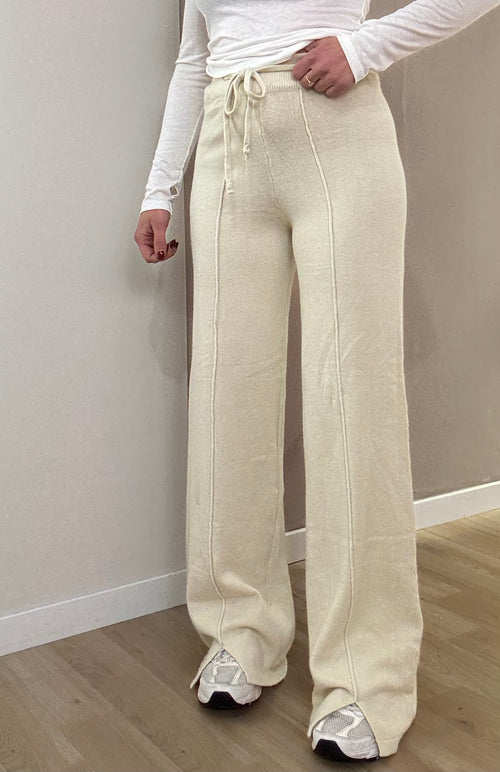 Pantalone in lana rasata con laccio