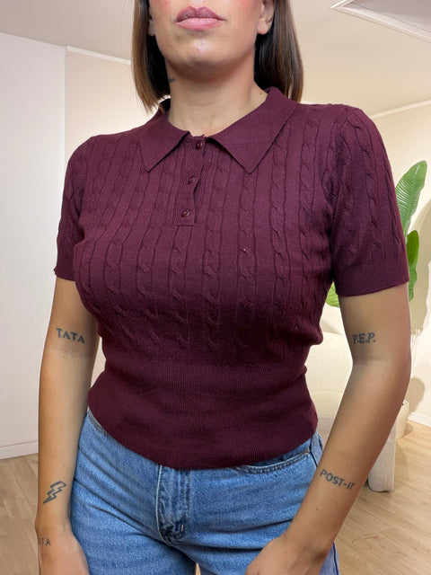 Maglia mezza manica treccia