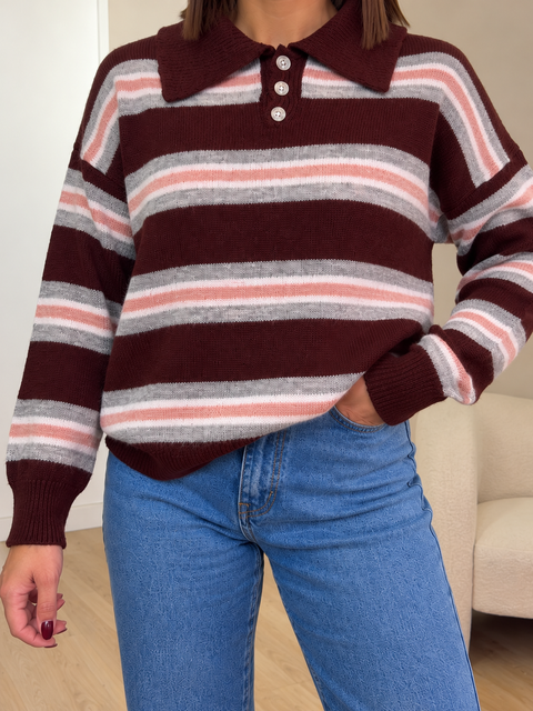 Maglia polo in lana grossa