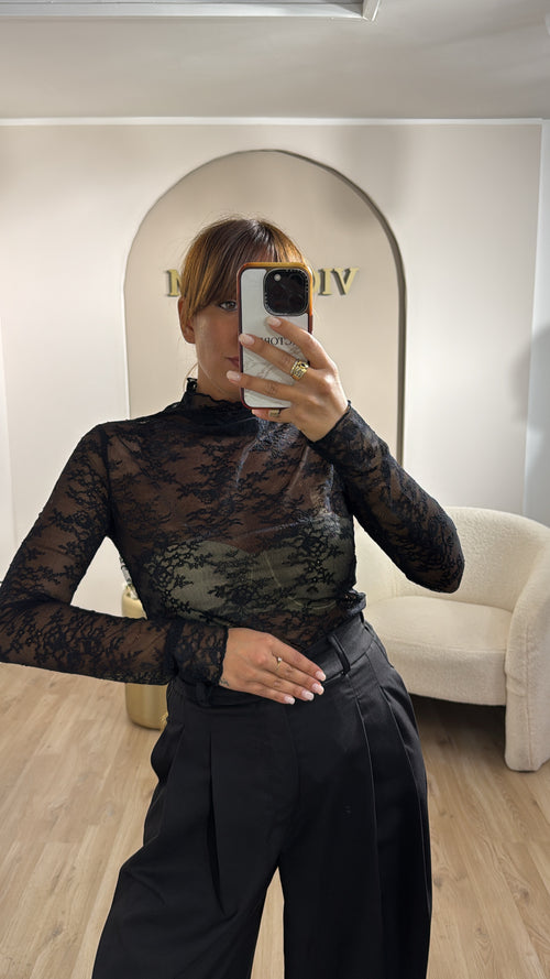 Maglia in pizzo mezzo collo