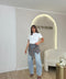 Jeans balloon con finta camicia