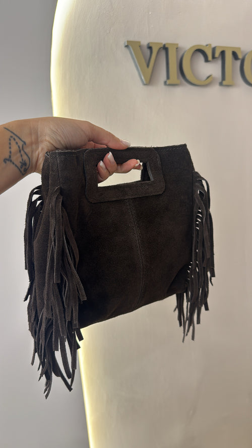 Borsa frange suede con tracolla