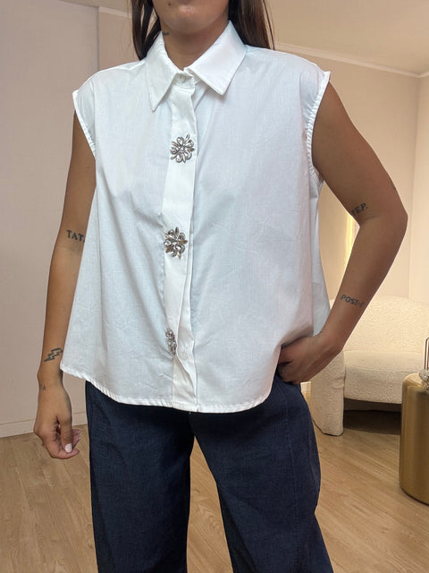 Camicia in cotone con strass