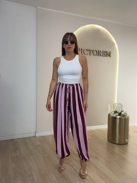 Pantalone baloon rigato
