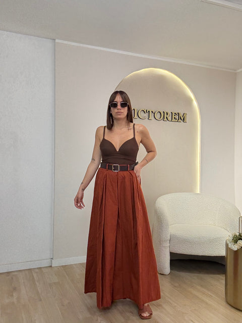 Pantalone ampio cotone con cinta