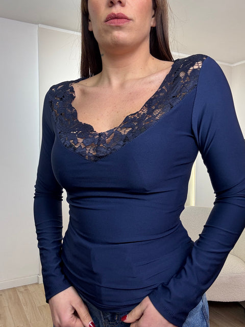Maglia con profili in pizzo - Victorem