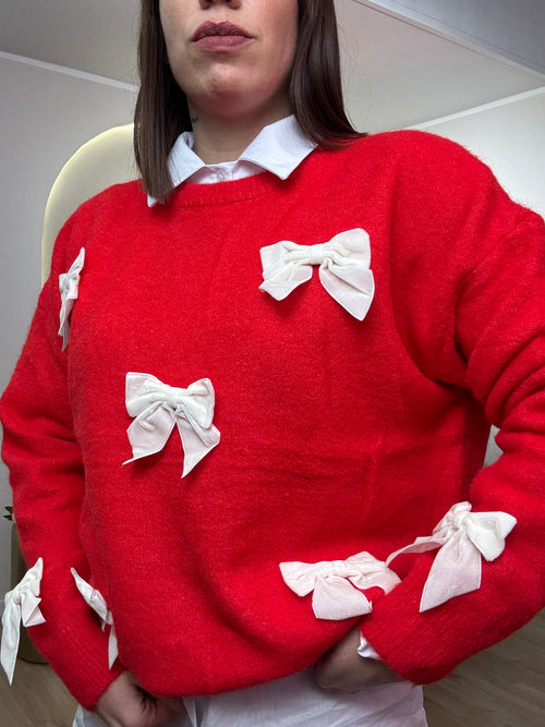 Maglia con fiocchetti in velluto