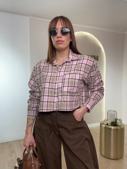 Camicia a quadri con spallina