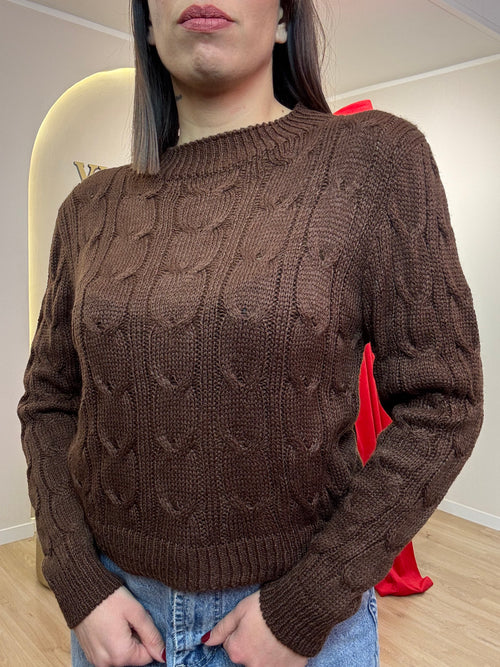 Maglia lana grossa treccia low cost