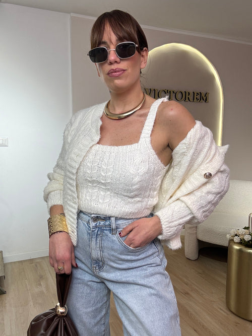 Twinset con bottoni gold