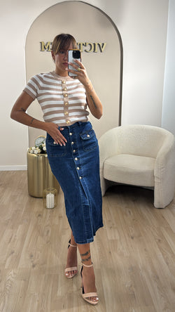 Gonna in denim bottoni gold