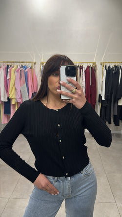 Cardigan con bottoni strass