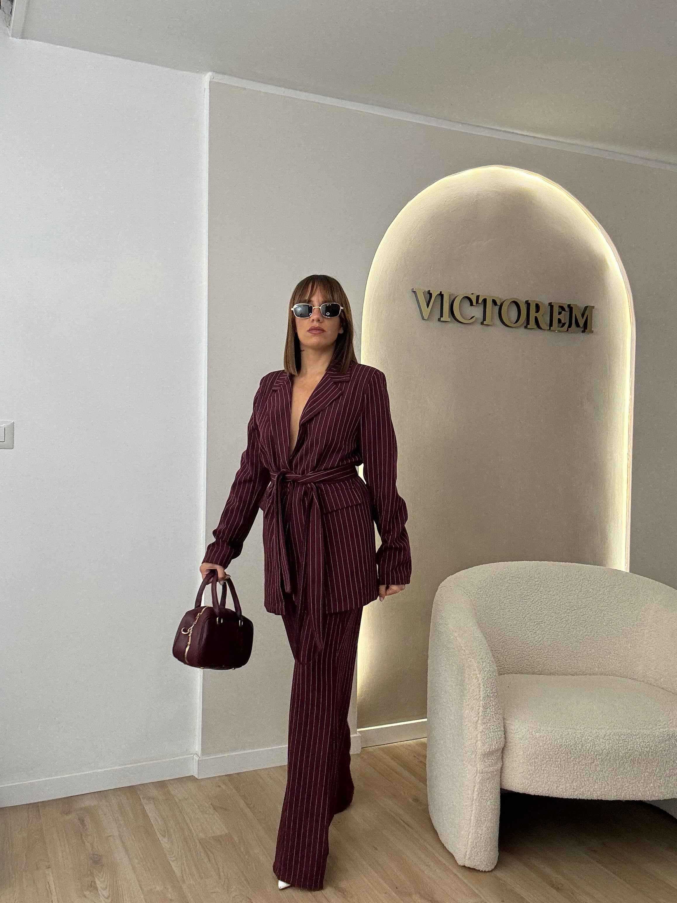 Tailleur Kimono gessato