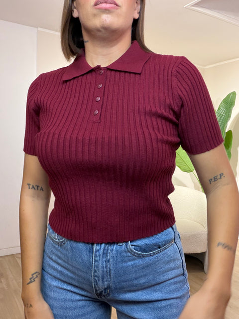 Maglia a costine lana rasata