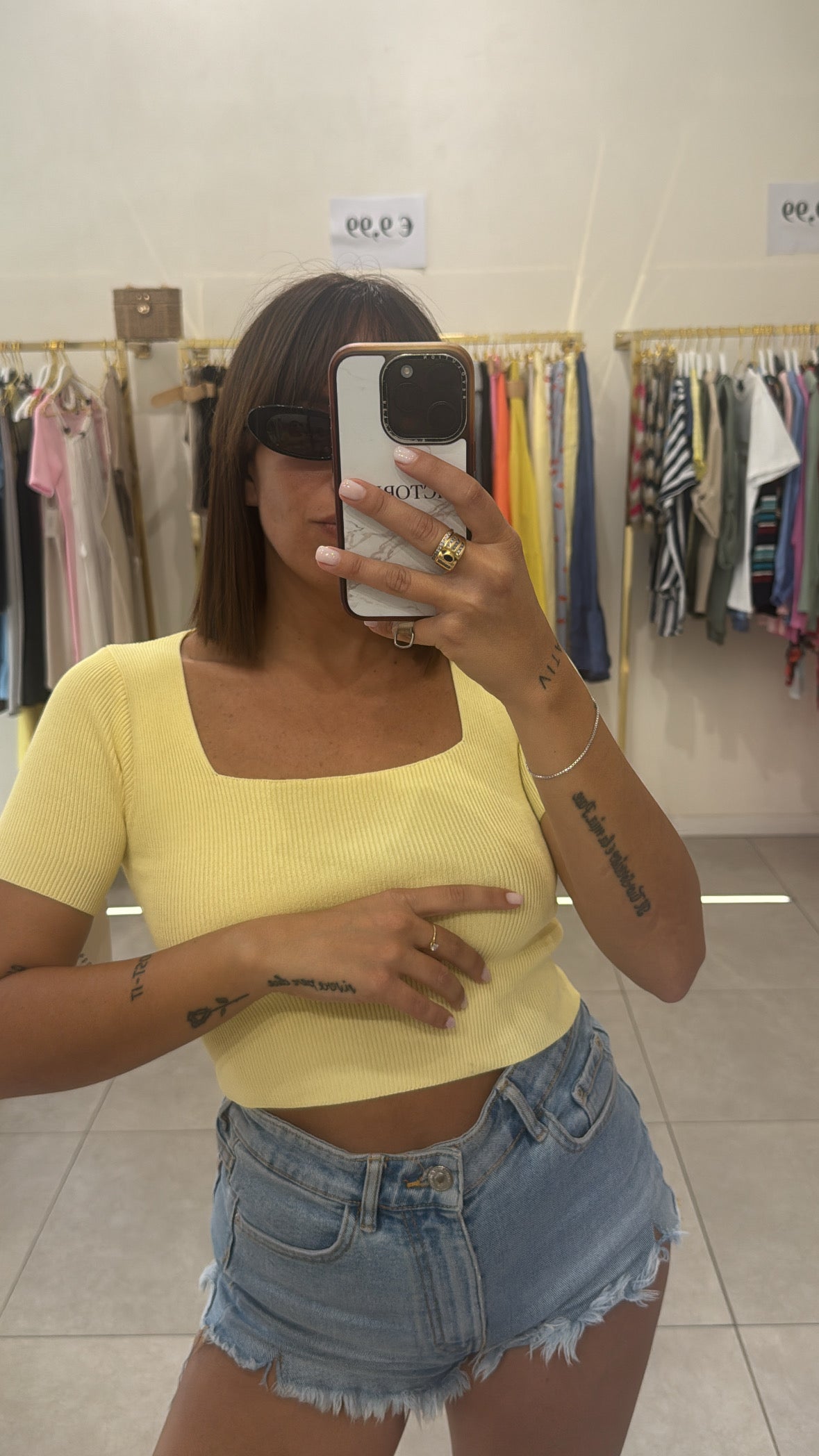 Maglia crop giallo
