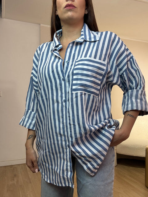 Camicia riga con taschino
