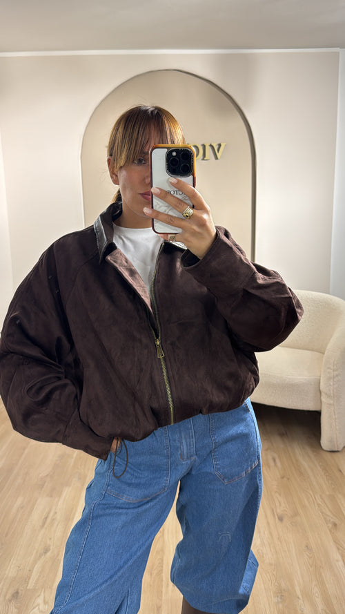 Jacket con collo in ecopelle