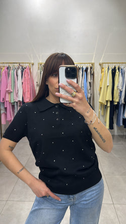Maglia polo strass