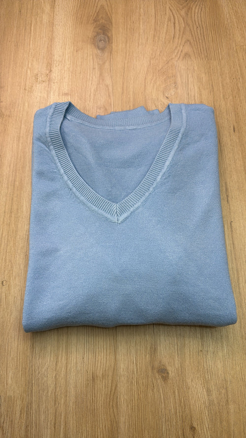 Maglia scollo a V lana rasata