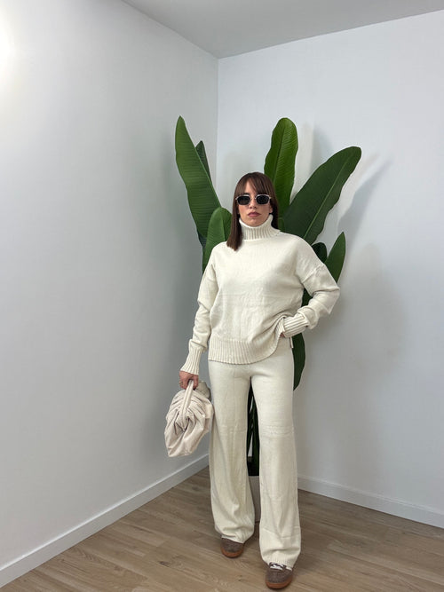 Coordinato lana rasata collo alto