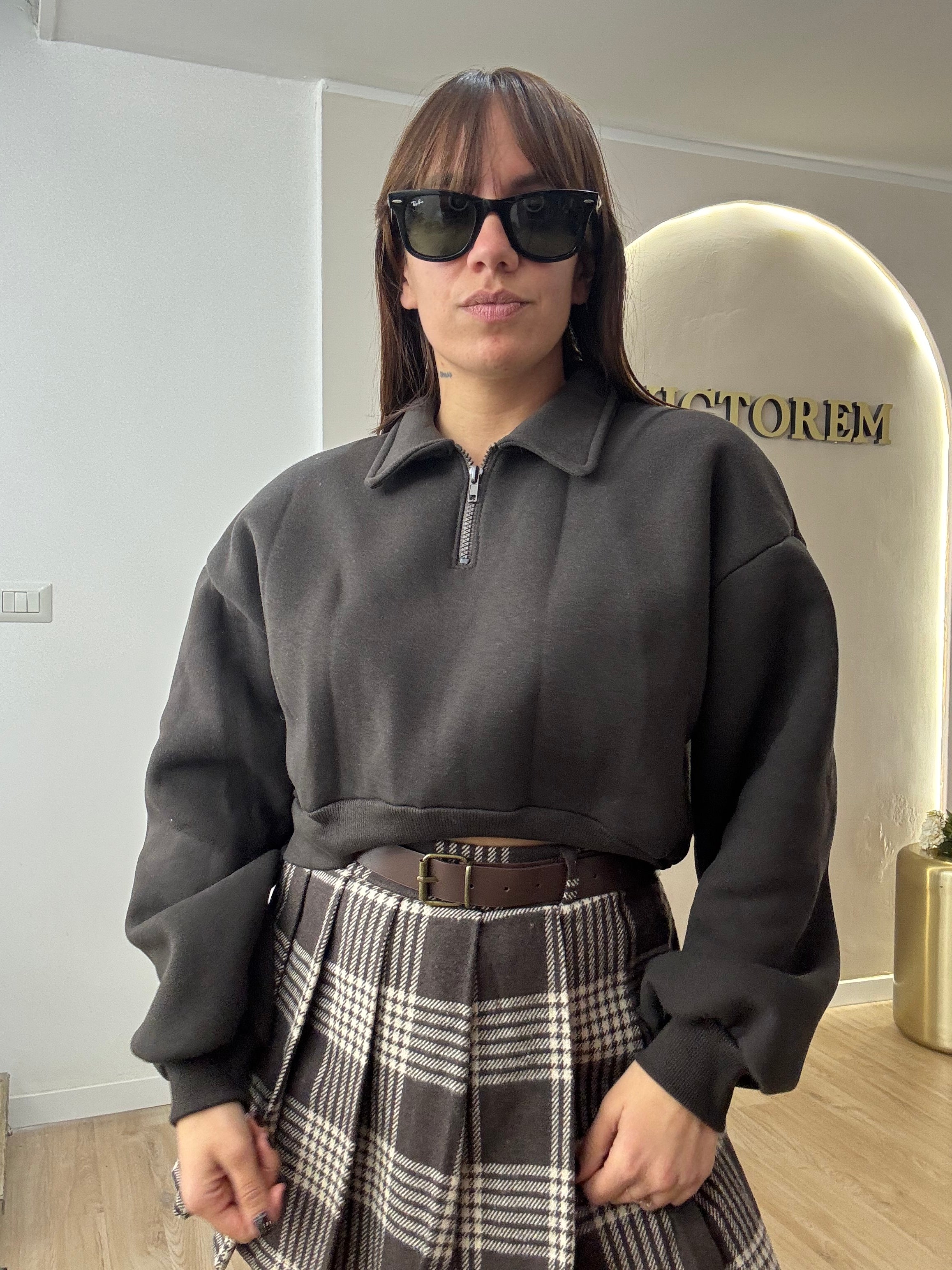 Felpa in pile con zip