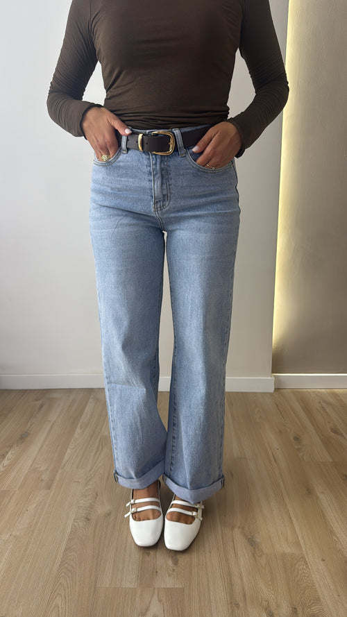 Jeans con finto risvolto