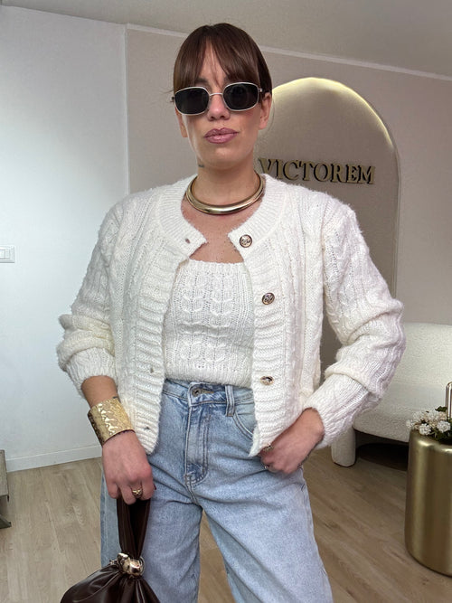 Twinset con bottoni gold