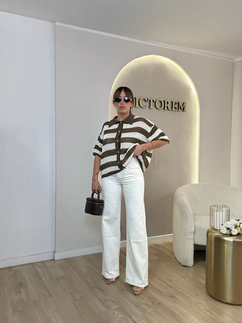 Jeans palazzo panna