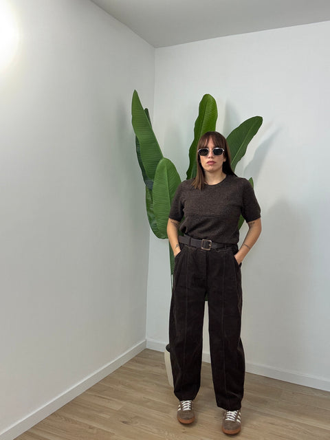 Pantalone in velluto con cinta - Victorem