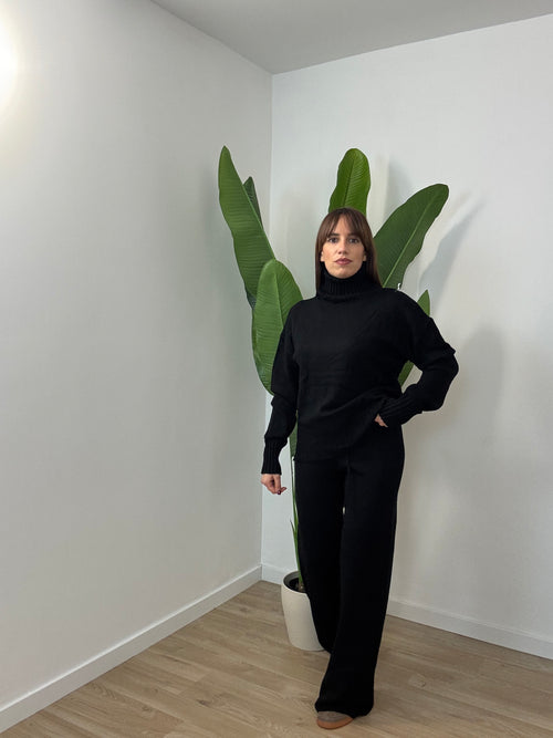 Coordinato lana rasata collo alto