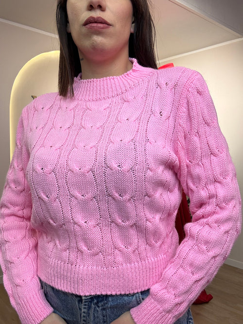 Maglia lana grossa treccia low cost