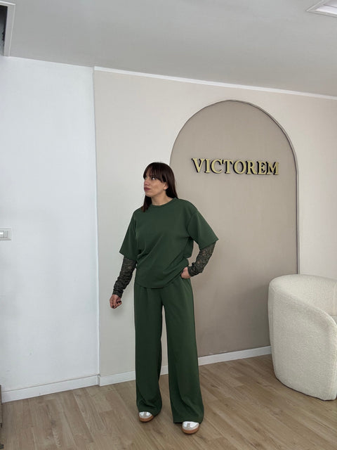 Coordinato garzato manica in pizzo - Victorem