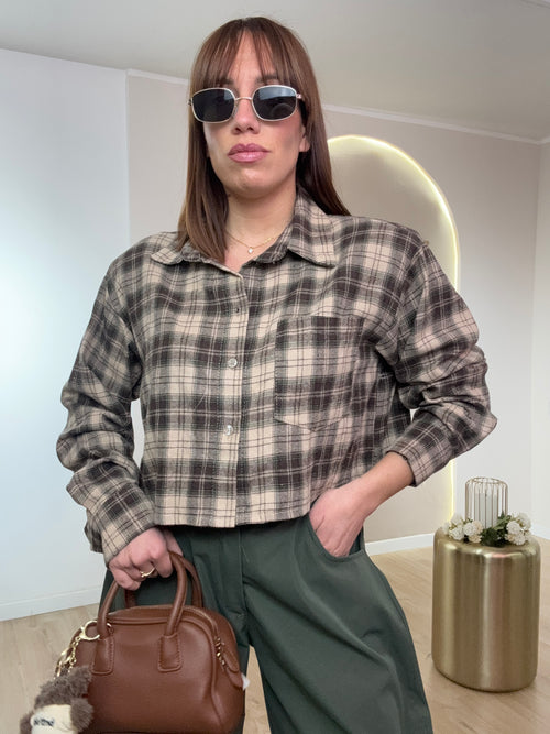 Camicia a quadri con spallina