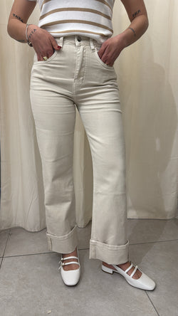 Jeans piegone panna