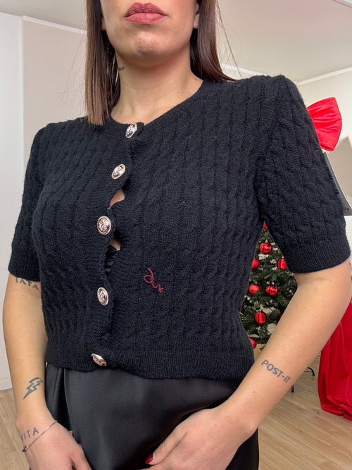 Cardigan con bottoni oro