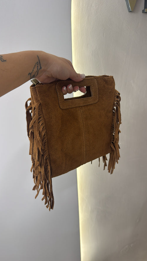 Borsa frange suede con tracolla