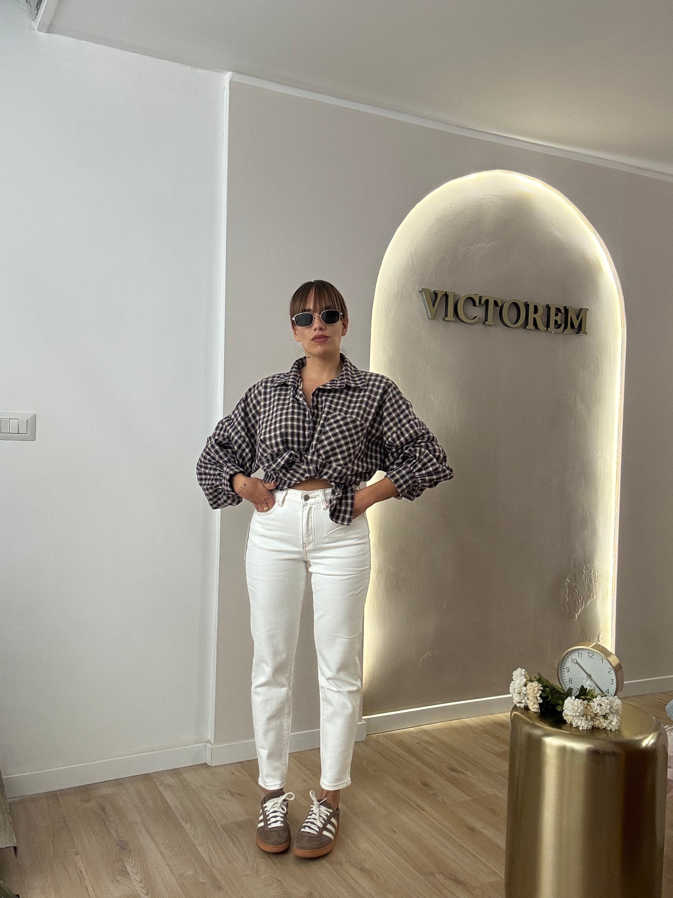 Jeans mom fit panna