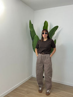 Pantalone in velluto con cinta