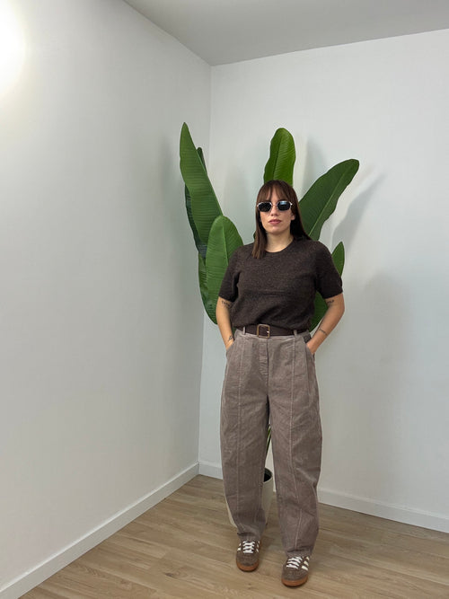 Pantalone in velluto con cinta