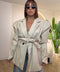 Giacca maxi spallina in ecopelle