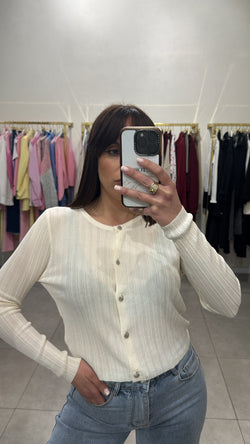 Cardigan con bottoni strass