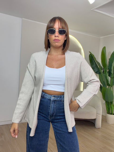 Cardigan basic manica lunga