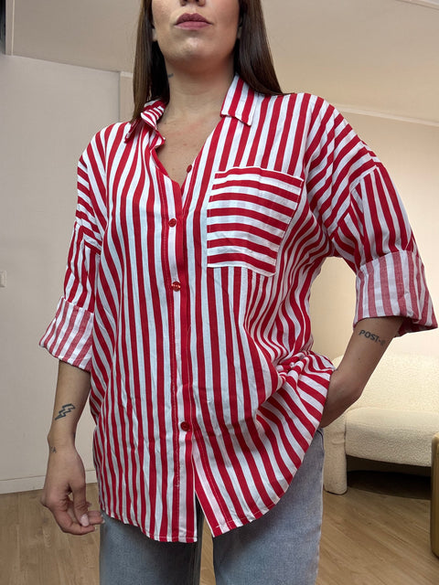 Camicia riga con taschino