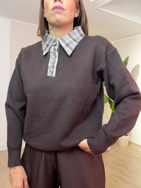 Maglia colletto tartan