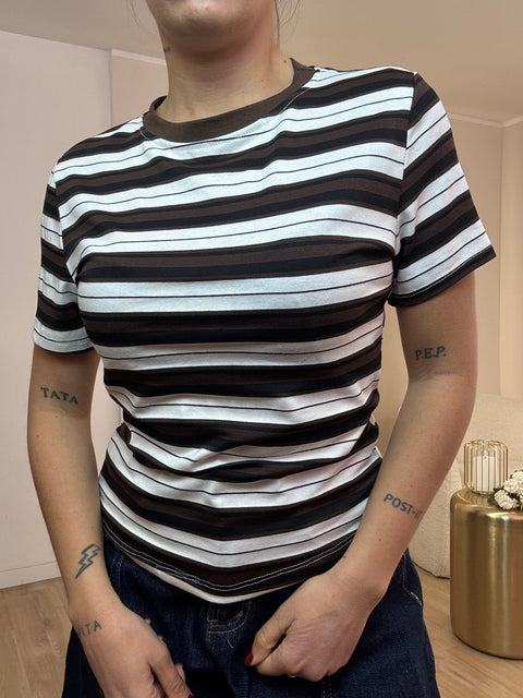 Maglia mezza manica riga