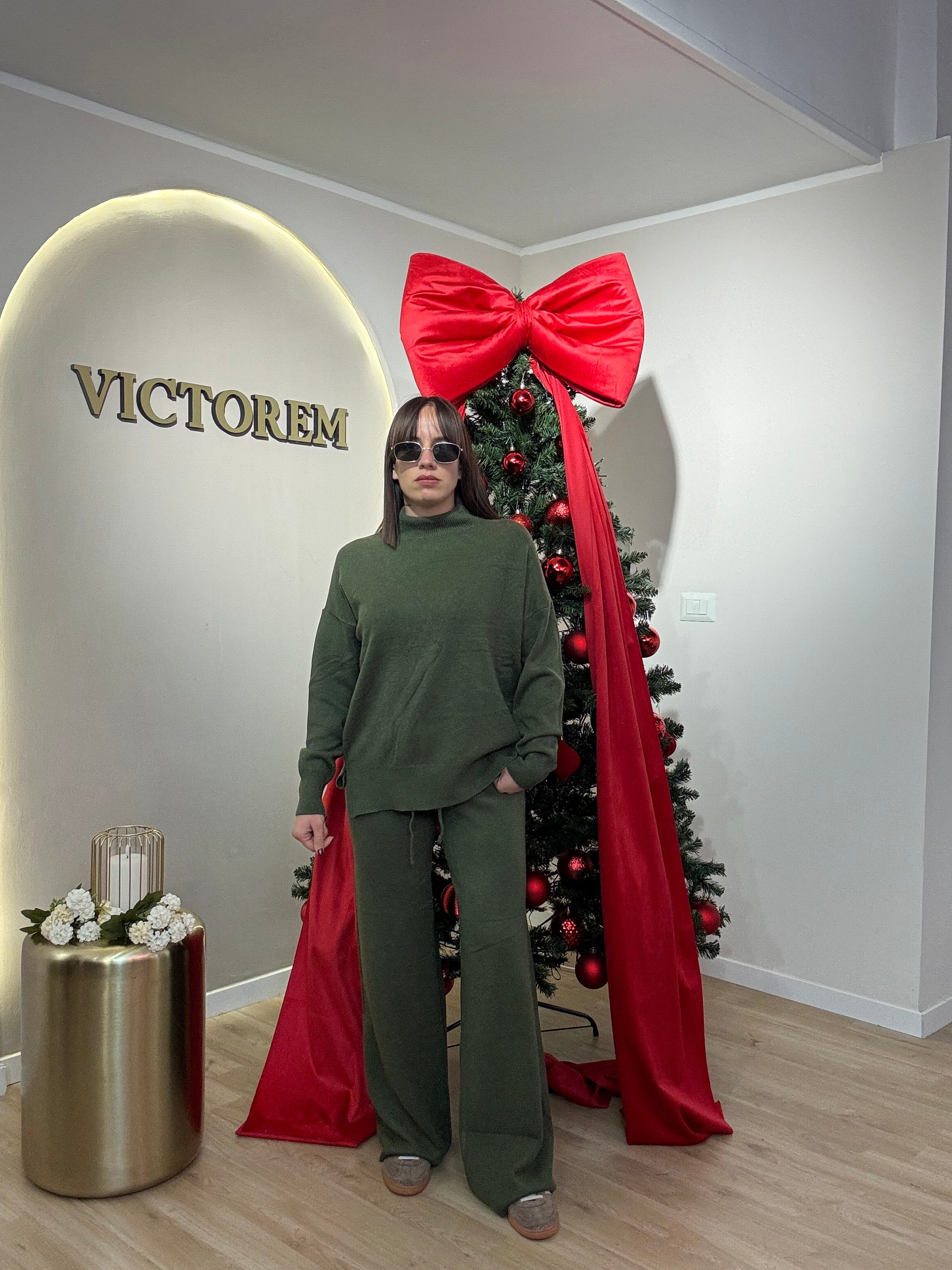 Coordinato lana rasata mezzo collo